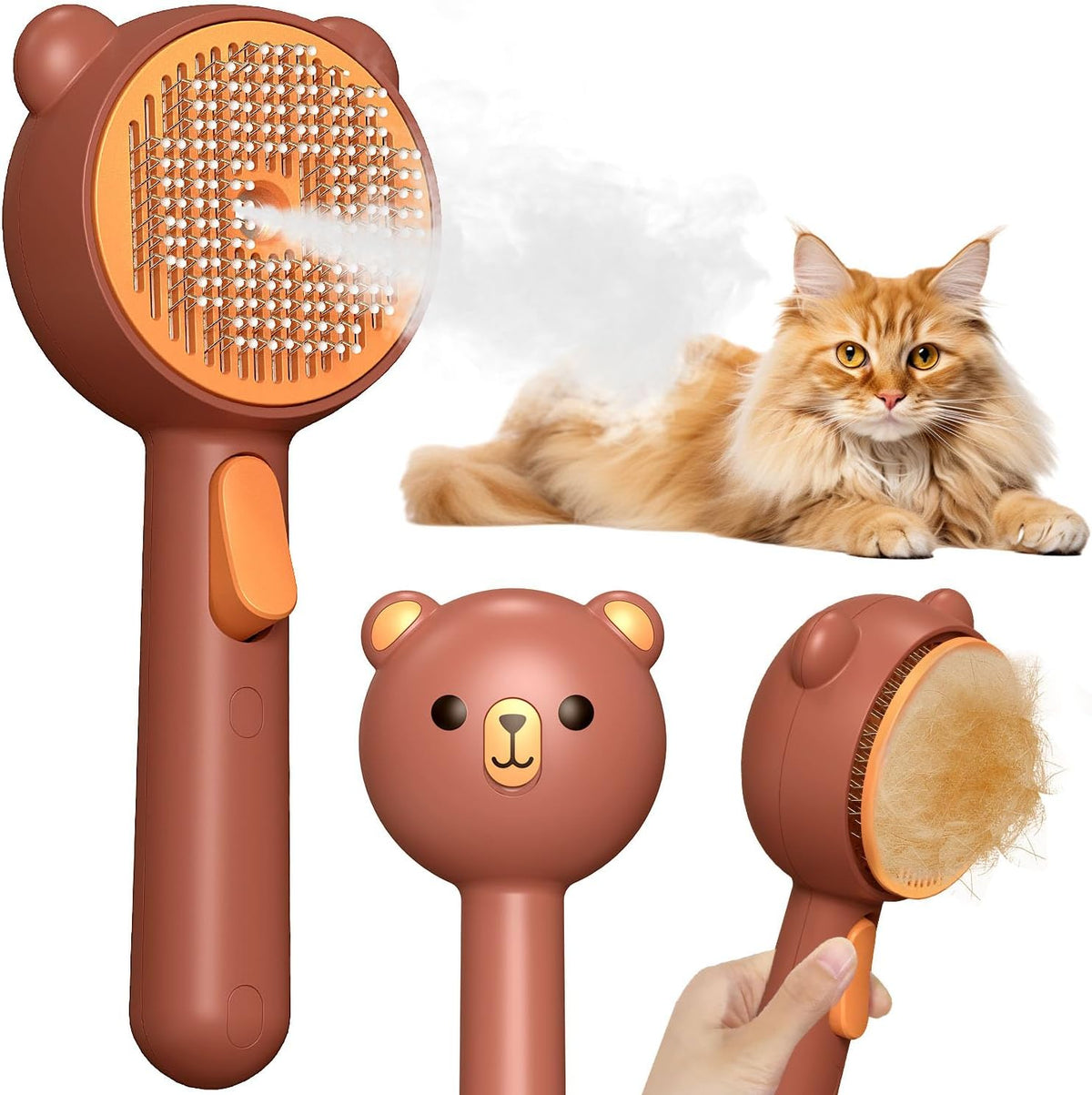 Parna četka za pse i mačke 4-u-1 s raspršivačem maglice i samočišćenjem