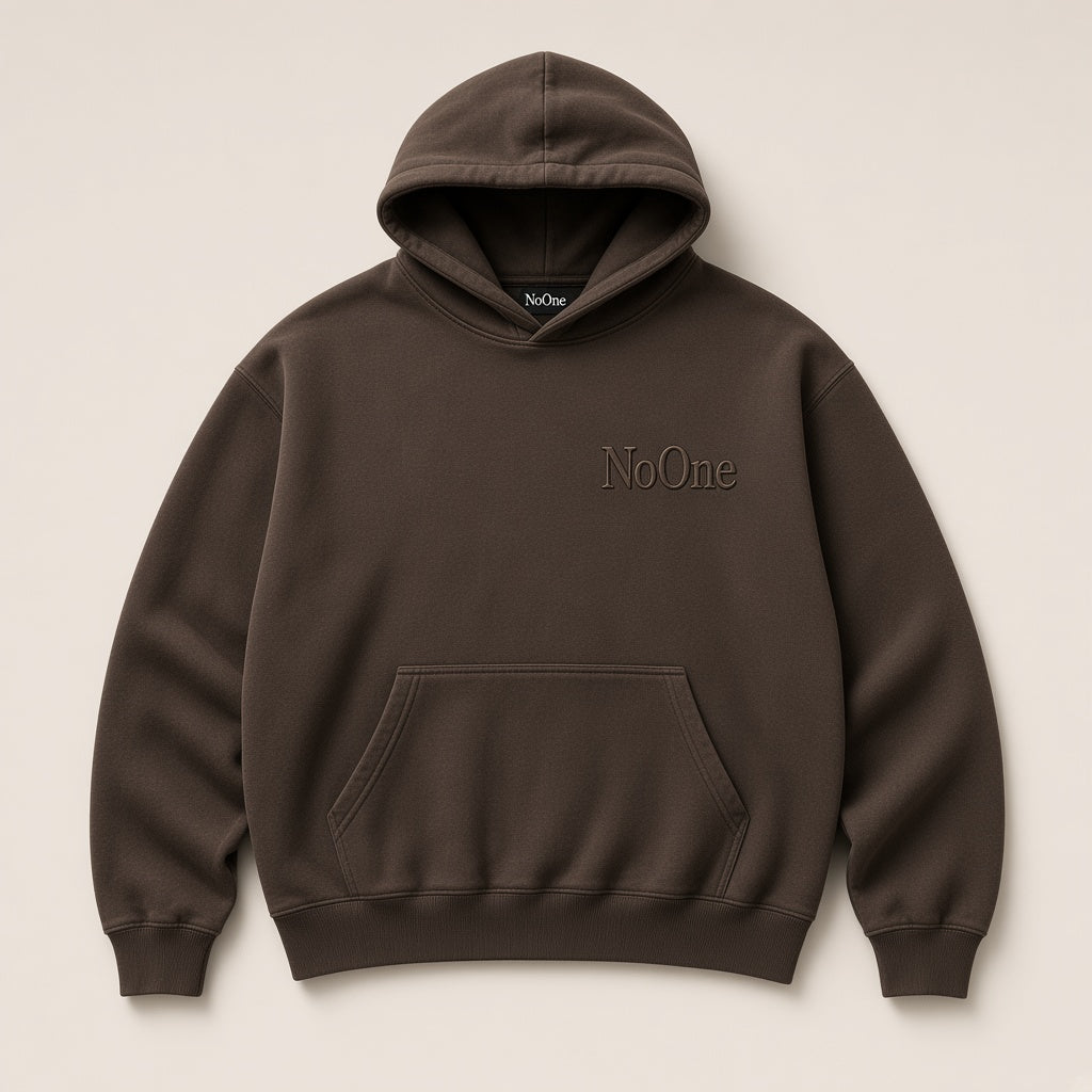 NoOne™ Heavyweight Tonal Hoodie — 450 GSM (Washed Espresso)