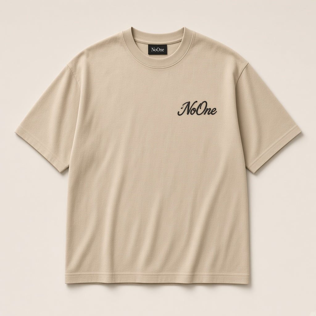 NoOne™ Heavyweight Oversized Tee — 280 GSM (Warm Sand Beige)