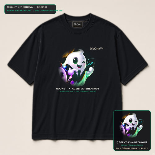 NoOne™ × 7 Duhova — Agent A3 Breakout Oversized Majica 280 GSM